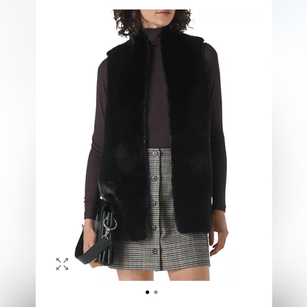 Whistles Black Faux Fur Vest